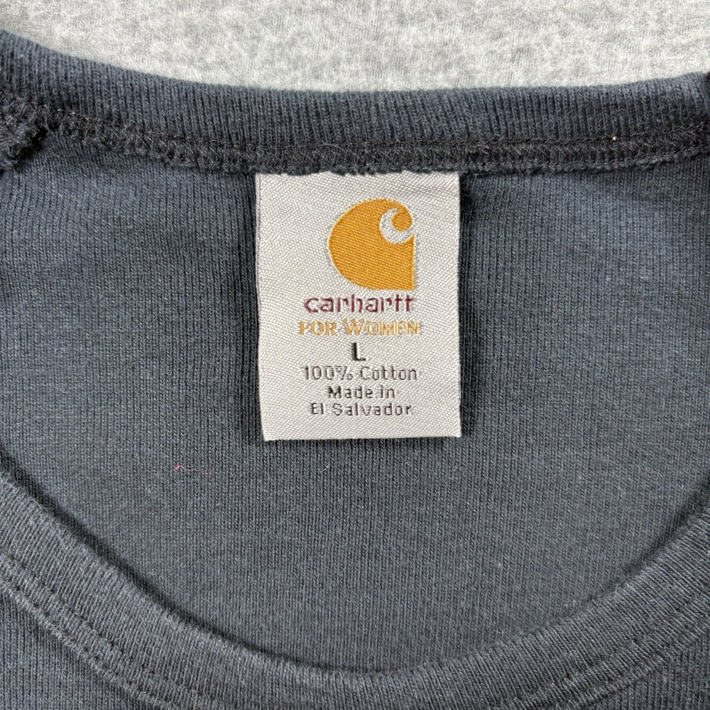 VTG 2007 Carhartt Center Logo Long Sleeve Shirt Womens L Faded Black Y2K Work - Picture 3 of 7